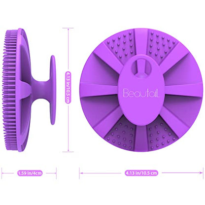 Silicone Body Scrubber, BEAUTAIL Gentle Exfoliating Shower Brush for Body | Hygienic Silicone Loofah, Easy-Grip Handle, Bath Essential Scrubber for Sensitive Skin, Women, Men & Kids, 1 Pack, Purple - color: Purple 1 Pc