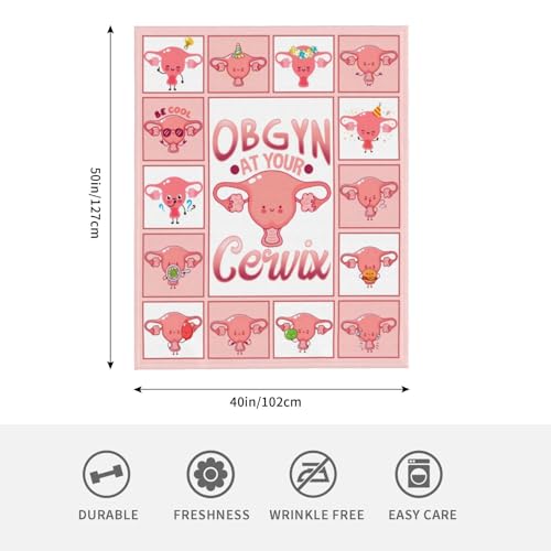 Cervix Uterus Blanket OBGYN at Your Cervix Throw Blanket All Season Ultra Soft Cozy Fleece Hysterectomy Gifts Fuzzy Plush Bedding Blankets Hysterectomy Recovery Gifts for Girls Women 50"x40" - color: Cervix Uterus, size: 50"x40"