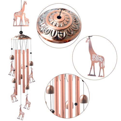 JOBOSI Brass Giraffe Wind Chime, for Women,Giraffe Wind Chime Outdoor, Handmade Metal Garden Wind Chimes,Melodic Weatherproof, Gift for Mom/Grandma - color: Giraffe