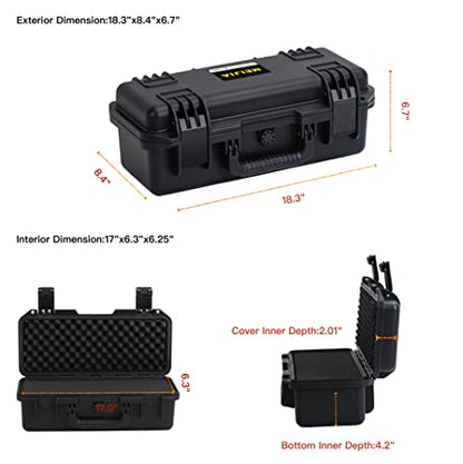 MEIJIA Premium Waterproof Hard Camera Case,Hard Case with customizable fit foam,Full Protection with Light&Convenient Design,Elegant Black (18.3"x8.4"x6.7") - size: 18.3"x8.4"x6.7"