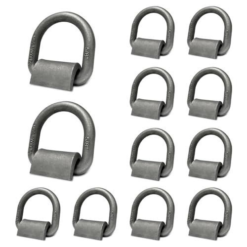 Grandroad auto 12 Pack Weld-On Forged D Ring, Heavy Duty 5/8" D-Ring Trailer Tie Down Anchor with MBS:18,000 lbs for Trailer, Truck Cargo, RV, ATV Tiedowns, Farm Applications and More. - size: 5/8“-12pack