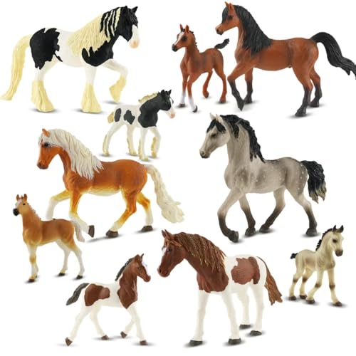 Zippytots 10PCS Horse Figurine Set Realistic Horse Figure Toys for Toddlers Educational Gift for Kids Perfect Party Favors Animal Figure Learning Toys - style: 10-PC Horse Figures Set