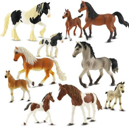 Zippytots 10PCS Horse Figurine Set Realistic Horse Figure Toys for Toddlers Educational Gift for Kids Perfect Party Favors Animal Figure Learning Toys - style: 10-PC Horse Figures Set
