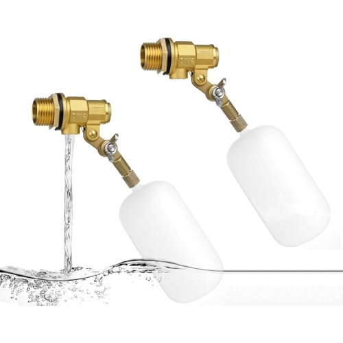 1/2 Inch Brass Water Float Valve - Pool Auto Fill Float Valve | Auto fill & automatic water level control for tanks, garden hoses, pools, ponds, fountains, aquariums (2Pcs)