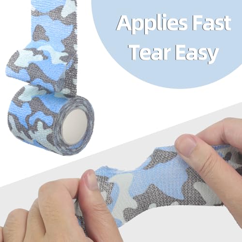 IndigoCase 12 Pack Self Adhesive Bandage Wrap 2 Inch x 5 yd Elastic Tape - color: Camo-ocean, size: 2 Inch - 12 Pack