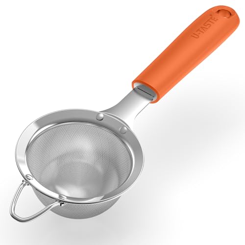 U-Taste Fine Mesh Strainer, 18/8 Stainless Steel Sieve 30 Mesh, S/Orange - color: (6) Orange, size: S-3.35in