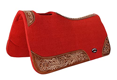 CHALLENGER Horse Saddle PAD Western Contoured Wool Felt Moisture Wicking Saddle Pad 39177 - color: Red Brown