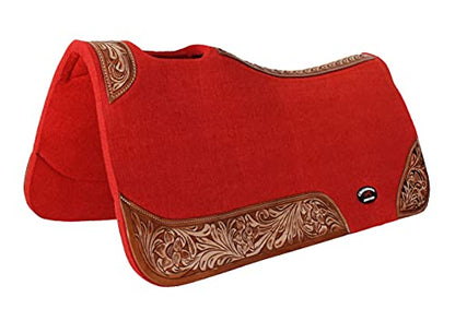CHALLENGER Horse Saddle PAD Western Contoured Wool Felt Moisture Wicking Saddle Pad 39177 - color: Red Brown