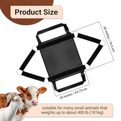 Calf Sling for Weighing 30"x25" up to 400 LB - Heavy-Duty 1800D Livestock Weighing Sling for Newborn Calf, Lamb, Goat, Alpaca, Pig, Dog - Hoof Trimming, Hanging Scale & Recovery Support (Large)