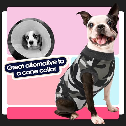 FUAMEY Dog Surgery Recovery Suit, Soft Breathable Neuter Suit for Male Dogs - color: Grey Camouflage, size: Xs(back:8.3-11.4in,wt:4-7lbs)