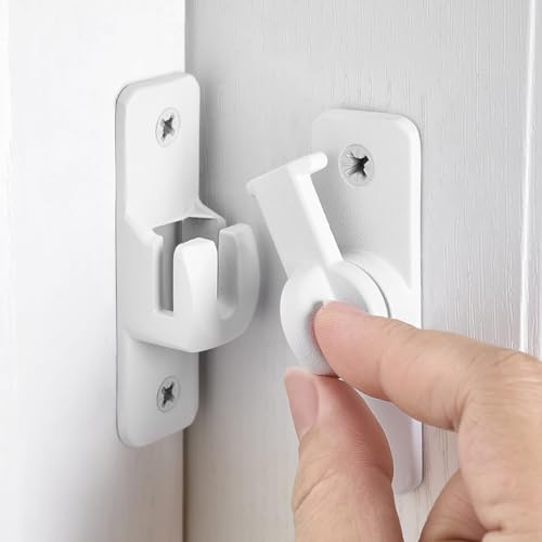 Matte White Aluminum Alloy Gate Lock,90/180 Degree Barn Door Latch - color: Matte White