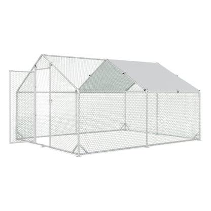 4ever2buy Metal Chicken Coop, 10x13 FT Walk-in Chicken Run Pen Poultry Cage, Water-Resistant & Anti-UV Cover, Large Chicken Coop for 12-15 Chickens - size: 157.2"L x 117.6"W x 76.8"H