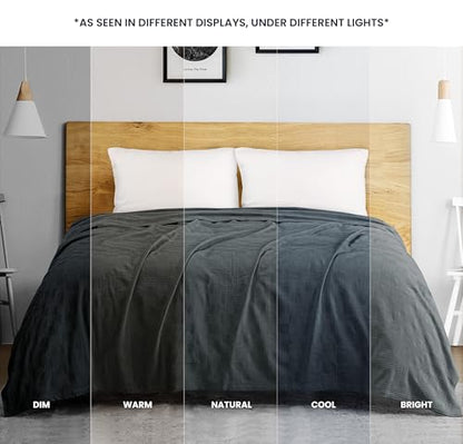 Utopia Bedding 100% Cotton Thermal Blanket Smoke Gray King Size Soft, Lightweight, Breathable, Cozy Spring and Summer Blankets for Bed, Home Room Decor Gifts for Women and Men (90x108 Inches) | Lightweight Breathable Cozy Spring Summer Blanket Home Decor
