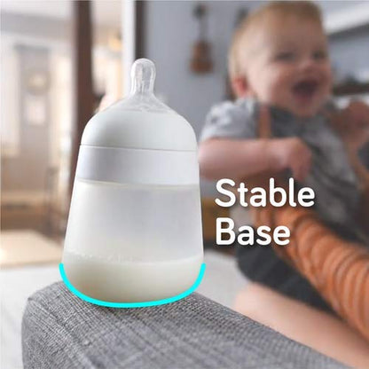 Nanobebe Flexy Silicone Baby Bottle, Anti-Colic, Natural Feel, Non-Collapsing Nipple, Non-Tip Stable Base, Easy to Clean, 3-Pack, Gray, 9oz - color: Grey, style: 9 Ounce 3-Pack
