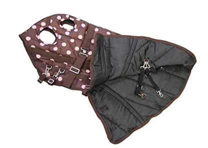 AJ Tack 420D Stable Blanket, Brown Pink Dots, 300g Fill 81" - size: 81 Inches