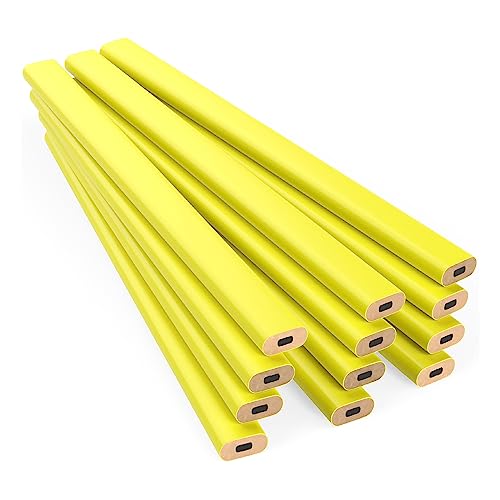 GRAPHITE Hard Lead Carpenter Pencil #2 Lumber Pencil (1) Pack of 12 PCS - Industrial Pencil Wood Flooring Marker for Wood Working Tools Marking & Concrete Marking - Neon Yellow - color: Neon Yellow, size: 12 Count (Pack of 1)