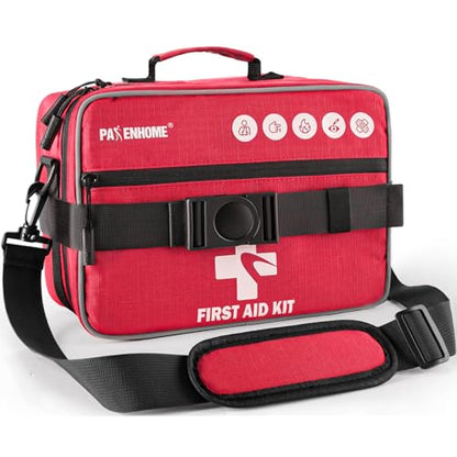 528 PCS Advanced First Aid Kit – Large 6-in-1 Modular Waterproof Well-Organized Emergency Kit for Home, Car, Travel, Camping, Boat & Outdoor - color: Red