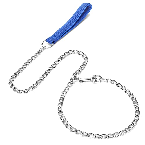 SGODA Metal Chain Heavy Duty Dog Leash, 4 ft x 4.0 mm Blue - color: Blue, size: 4 ft x 0.16 in