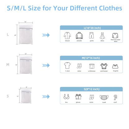 GOGOODA Mesh Laundry Bags for Delicates Durable Protective Wash Bags - size: S,M,L