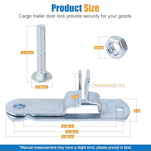 Cargo Trailer Door Latch Hasp Keeper for Ramp Padlock Race Bar Lock Handle