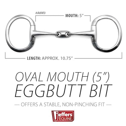 Jeffers Equine Horse Bits, Durable Training Horse Tack, Western Riding Equipment, Equestrian Accessories - style: Eggbutt Horse Bit