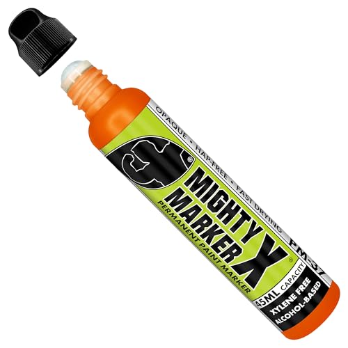 PM-37 Industrial Dauber Paint Marker - 18mm Wide Tip for Metal, Glass & Non-Porous Surfaces - Xylene Free, 45ml Capacity - Orange - color: Orange