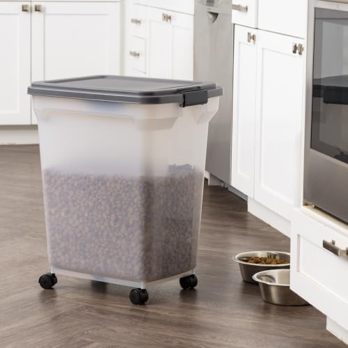 IRIS USA Dog Food Storage Container, Up to 58 lbs, Dark Gray, Made in USA - color: Dark Gray, size: 58 lbs