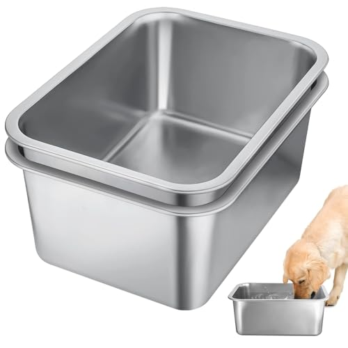 MEWTOGO 2Pcs 3 Gallons Food Grade Stainless Steel Extra Large Dog Bowls - size: 3 Gallons