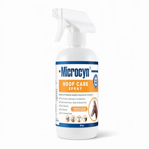 Microcyn Livestock Hoof Care Spray – 16 oz HOCl-Based Hoof Cleanser – Supports Healthy Hoof Condition & Moisture Balance – For Horses, Ponies, Donkeys & Farm Animals.