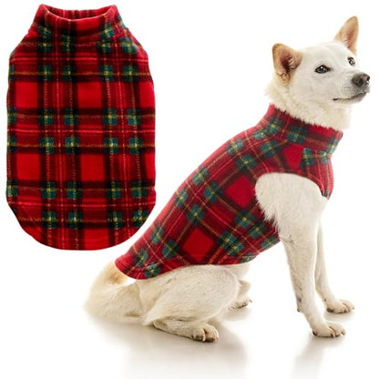 Gooby Stretch Fleece Vest Dog Sweater, Plaid Red, X-Small - color: Plaid Red, size: X-Small Length (7")
