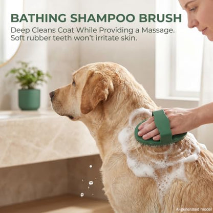 Horse Brush Set, 2 Pack Large Rubber Curry Comb, Horse Grooming Brush & Deshedding Tool for Short Haired Dogs, Flexible Pet Bathing Massage Comb Rubber for Loose Hair & Mud Removal, Green, 5.7"x3.7"