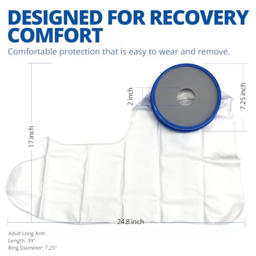 Blue Jay 39" Adult Long Arm Waterproof Cast Cover, Reusable Bandage Protector with Watertight Seal & Flexible Opening, for Showering, Broken Arm, Wound Dressings and IV Sites Recovery - size: Long