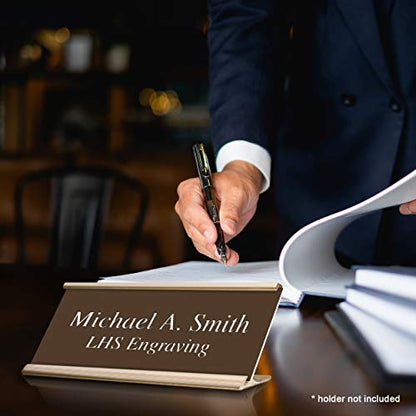 Custom Engraved Office Door Name Plate & Desk Signs, Brown, 2x4 - color: B25 - Brown & White Lettering, size: 2in x 4in (5.1cm x 10.1cm)