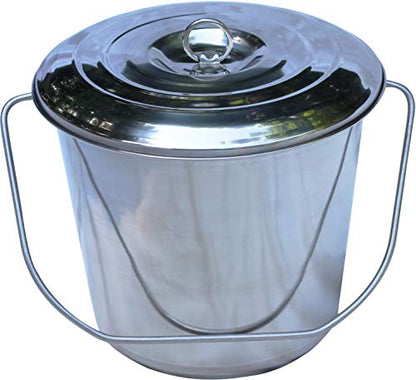 Stainless Steel Milk Pail Bucket with Lid, Handle. Also Good for Compost (7 Qt Pail with Lid)