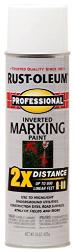 Rust-Oleum Professional 2X Inverted Marking White Spray Paint | Utility Marking, Construction Layout, Survey Marking, High Visibility Color, 2X Distance Coverage, 15 oz - color: White, size: 15 Ounce (Pack of 1), style: 2X Distance