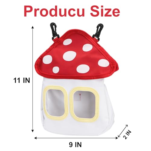 Eorbow Bunny Hay Feeder Bag, Cute Mushroom Hanging Hay Holder, Durable Hay Dispenser with 600D Oxford Fabric for Guinea Pigs Chinchillas Hamster, Small Animal Cage Accessories
