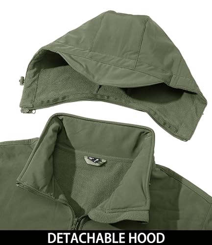 MAGCOMSEN Men's Tactical Jacket Winter Snow Ski Water Resistant - color: Army Green, size: XX-Large