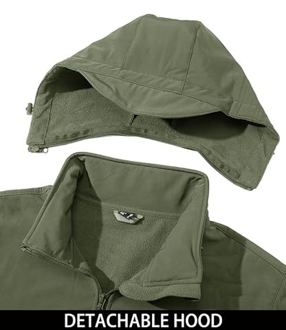 MAGCOMSEN Men's Tactical Jacket Winter Snow Ski Water Resistant - color: Army Green, size: XX-Large