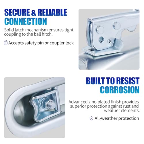 3500lb Straight Trailer Coupler for 2" Ball, 2" Channel | Compatible with 2" hitch balls and 2" channels. Zinc-plated steel build for 3,500 lbs towing capacity. - size: 2" Ball 2" Channel 3,500 lbs