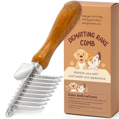 TAKAVU Dematting Comb for Dogs & Cats, 9-Blade Undercoat Rake