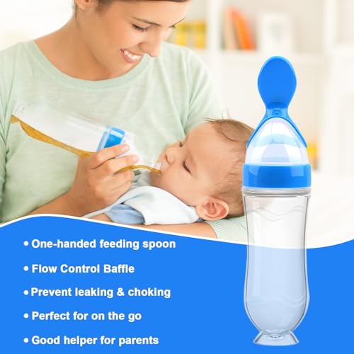 Food Feeder Baby Fruit Feeder Pacifier (3 Pcs) with 6 Different Sized Silicone Pacifiers 2 PCS Silicone Babies Food Dispensing Spoon 90ML with 2 Baby Spoons Bottle Brush Pacifier Clip - color: 01-Multicolor