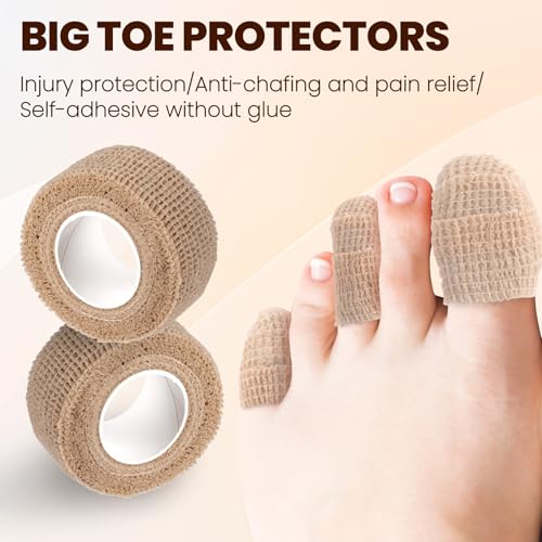 4 Rolls 1 Inch Self Adhesive Bandage Wrap, Beige - color: Beige