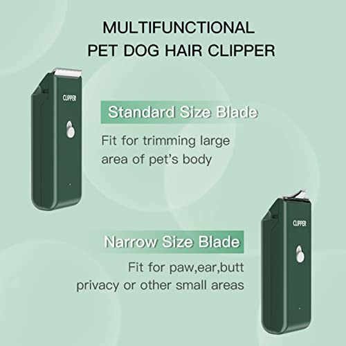 Dog Cat Home Hair Waterproof Clipper Portable Pet Shaver - color: Green+narrow Blade