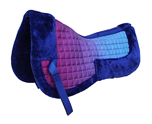 CHALLENGER Horse English Quilted Saddle Half Pad Correction Wither Relief Faux Fur Ombre 72148