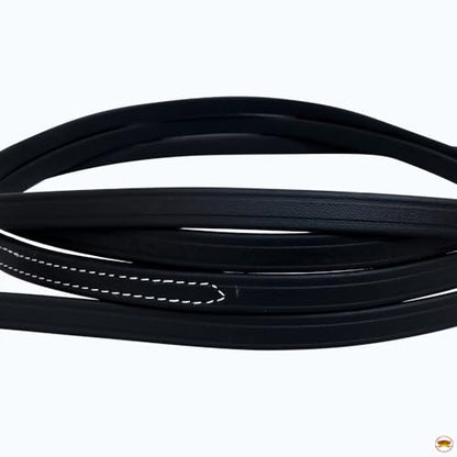 HILASON Western Horse Biothane Leather Rein, Full Size - color: Black & White Stich