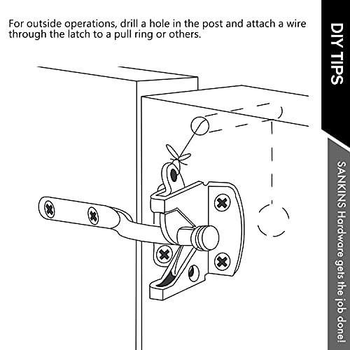 Self Locking Gate Latch for Wooden Fence with Pull String, 2pcs | Automatic vinyl gate latch, post mount automatic gravity fence latches for pool/garden/shed - size: With Pull Ring
