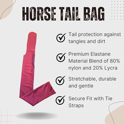Ranch Hand Premium Tail Bag – Horse Tail Bag Made from Durable Stretchable – Gentle on Hair and Free from Damage – Horse Tail Protection Bag for Grooming – 24 Inches- Maroon - color: Maroon
