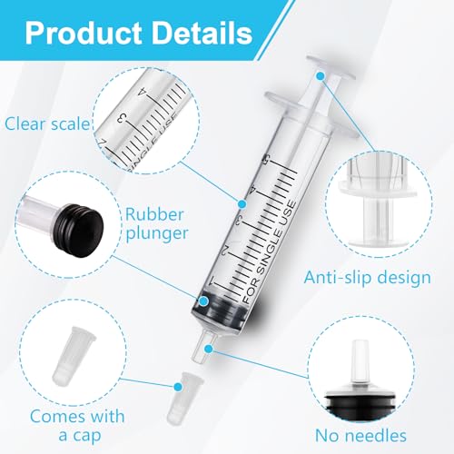 10 Pack 1ml/cc Syringe with Cap, Small Plastic Syringes without Needle, Individually Wrapped, for Liquid Oral Measurement, Scientific Lab, Colostrum Collect, Feeding Pet, Watering
