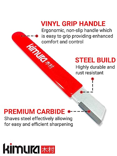 Kimura® 5” Pro Garden Tool Blade Sharpener - Premium Carbide Sharpener, Multipurpose Usage, Ideal for Pruners, Loppers, Garden Shears, Knives, Scissors & Hatchets, Ergonomic Non-Slip Vinyl Grip