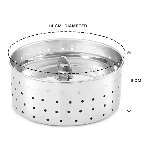 KSJONE Stainless Steel Round Paneer Maker/Mould/Strainer Perfect for Making Delicious Tofu, Stainless Steel Paneer Maker with Top Pressing Lid - Size 5.5"W x 5.5"L x 2.3"H inches - size: Round